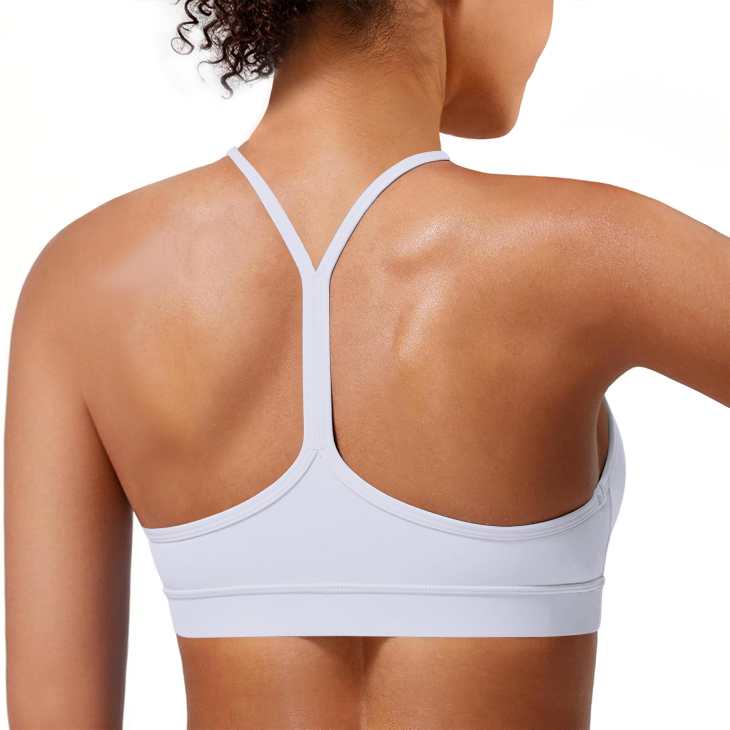 Padded Y-Back Sports Bra for Women - Racerback Low Impact Spaghetti Strap for Yoga Workout Top