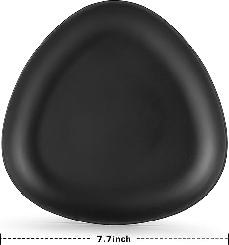 Miniatura 5 de Joviton Home Juego de vajilla de melamina Traingle de 19 piezas para 6, platos al aire libre para patio (negro)