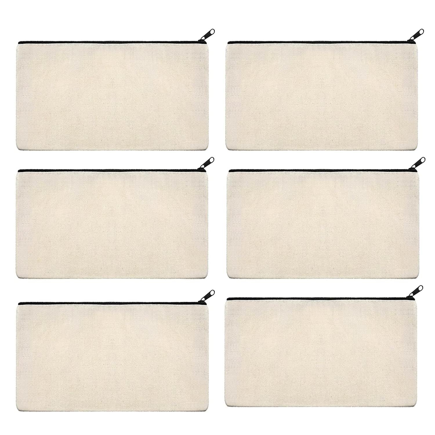 Blank Bag Canvas Makeup Pencil Pouch with Zipper- Multipurpose Pen Pencil Case Cotton Canvas Cosmetic Bag Travel Cosmetic Bag (6)