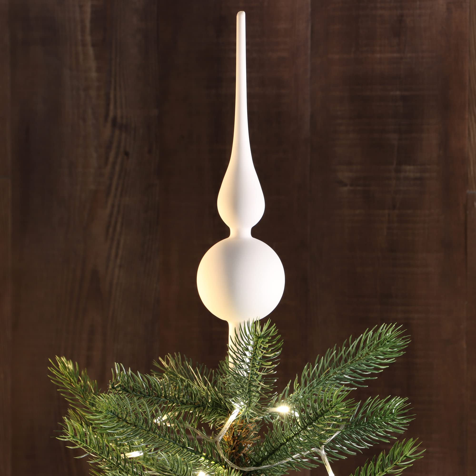 Com-Four Punta Per Albero Di Natale In Vetro Rosso Lucido – 28 Cm, Decorazione Natalizia Elegante E Classica