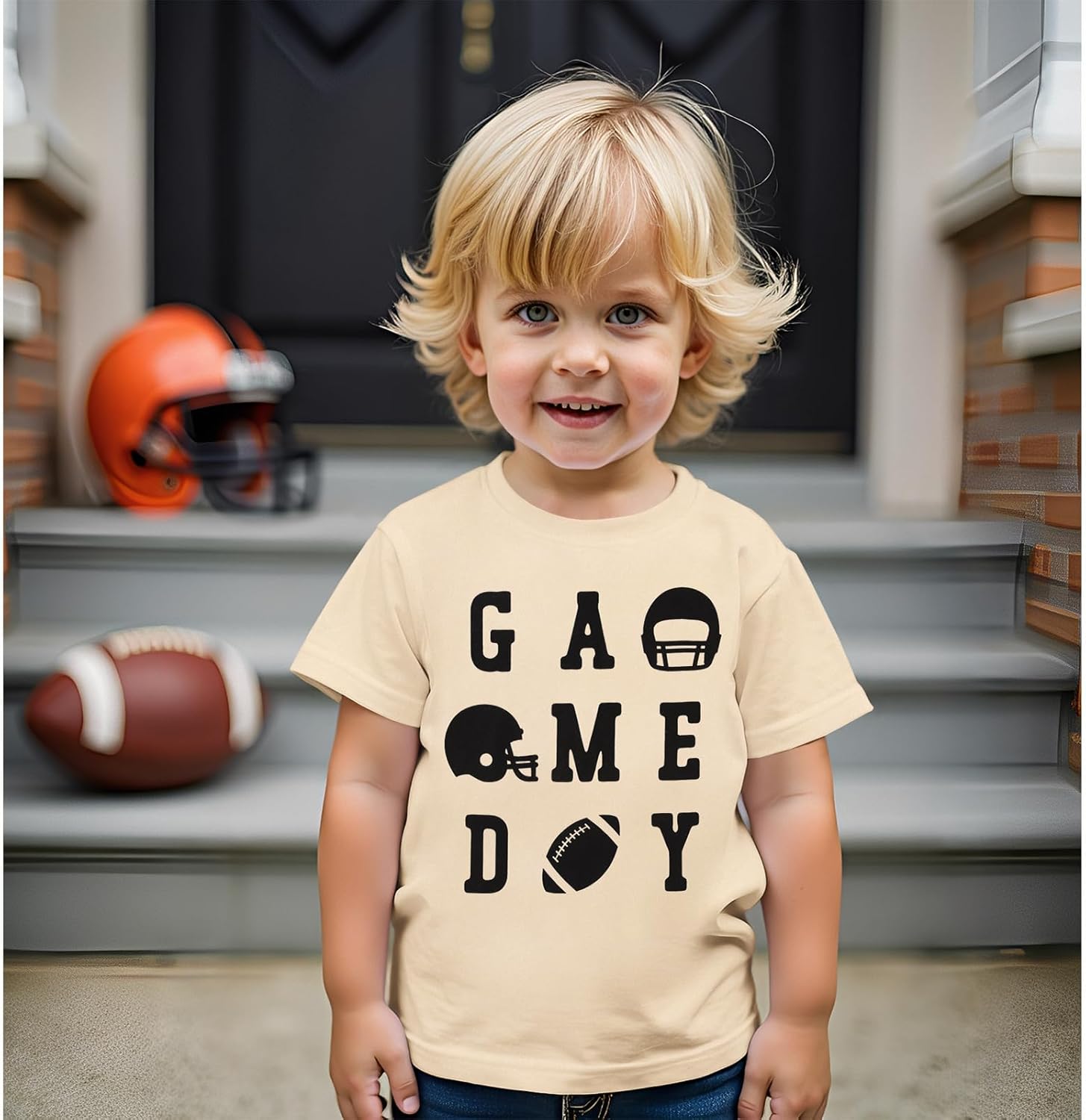 IZYJOY Game Day Football Shirts for Toddler Boy Funny Football Graphic T-Shirt Kids Sports Fans Short Sleeve Tee Tops - Image 2