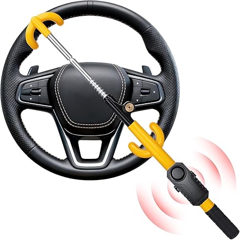ELECTOP Steering Wheel Lock with Alarm 113db Anti Theft Car