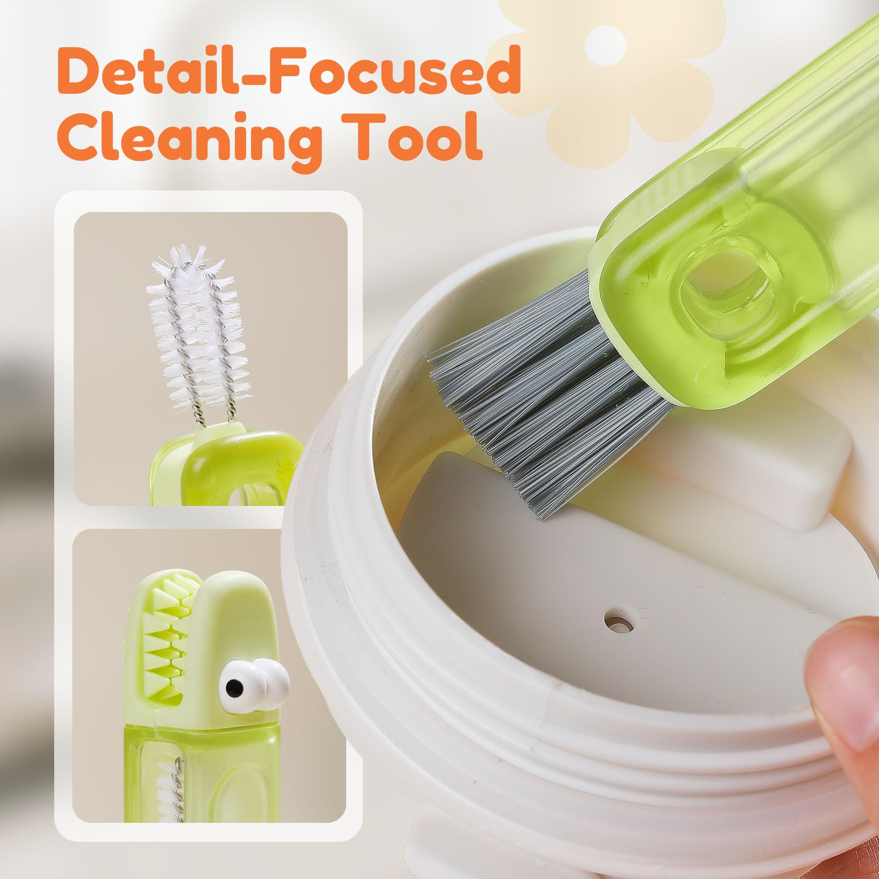 3-in-1 Cup Lid Gap Cleaning Brush - Multifunctional Bottle Lid Scrubber