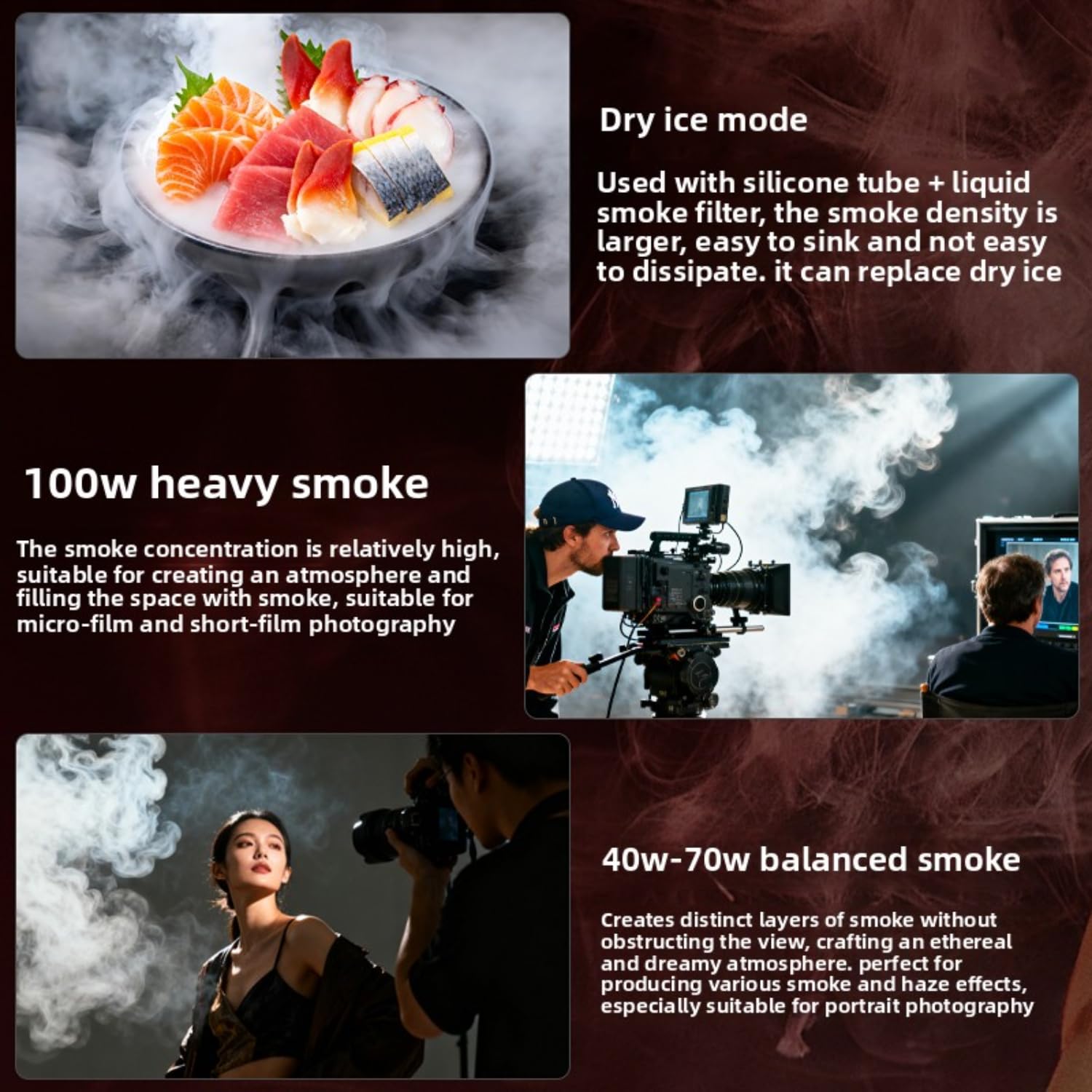 LENSGO Smoke Master PRO Handnebelmaschine, 40–100 W, regulierbare, tragbare Nebelmaschine mit Typ-C-Schnellladefunktion, wiederaufladbare Mini-Nebelmaschine für Fotografie, Video, Bühnen