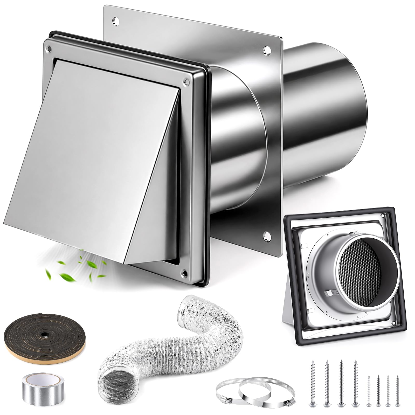 4 Inch Dryer Vent Kit with Stainless Steel Guard