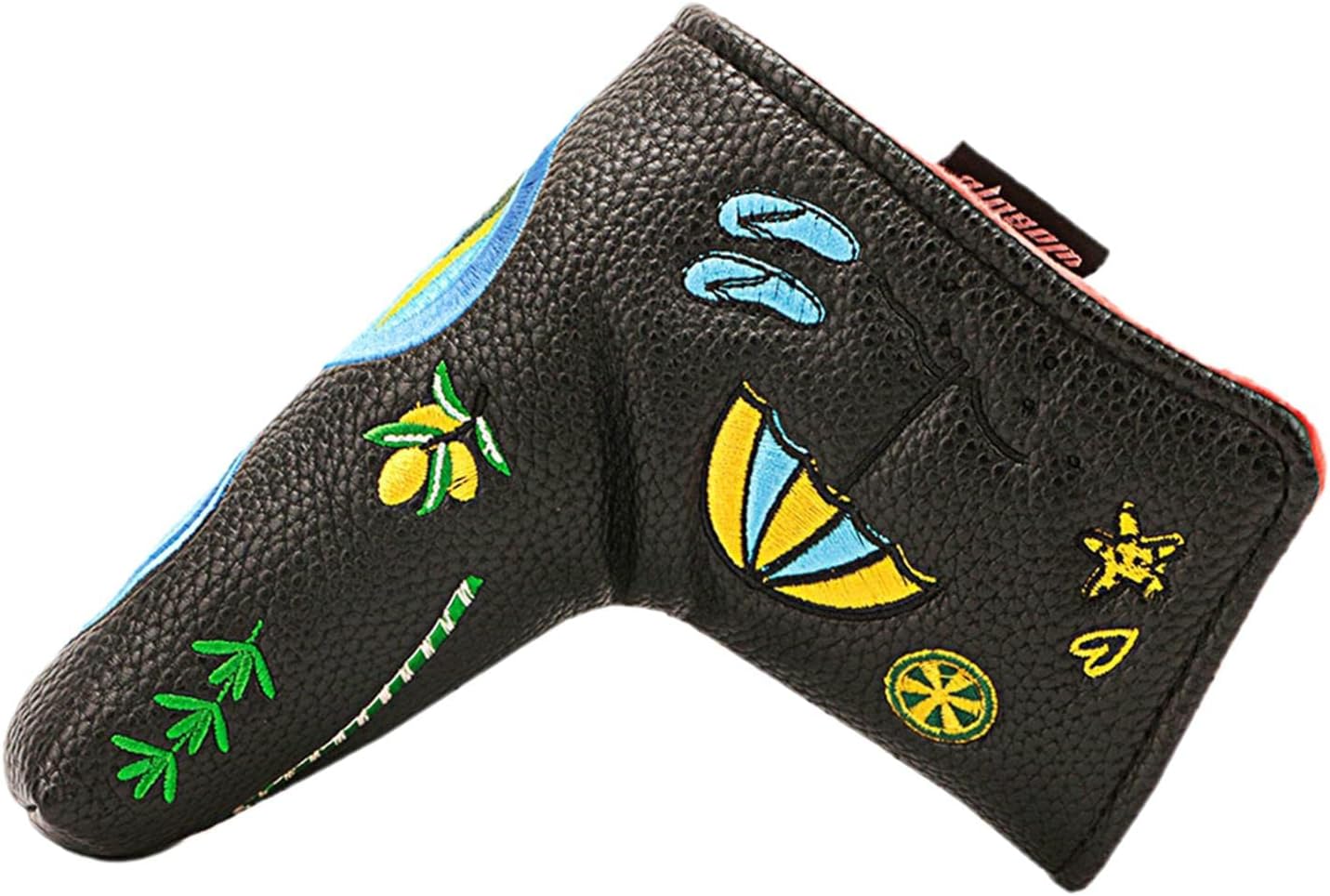 Summer Elements Pattern Golf Putter Headcover - PU Blade Putter Cover - Fits All Brands - Embroidered Design - Great ion - Men Women Golfers - Golf Club Club Head or - Black
