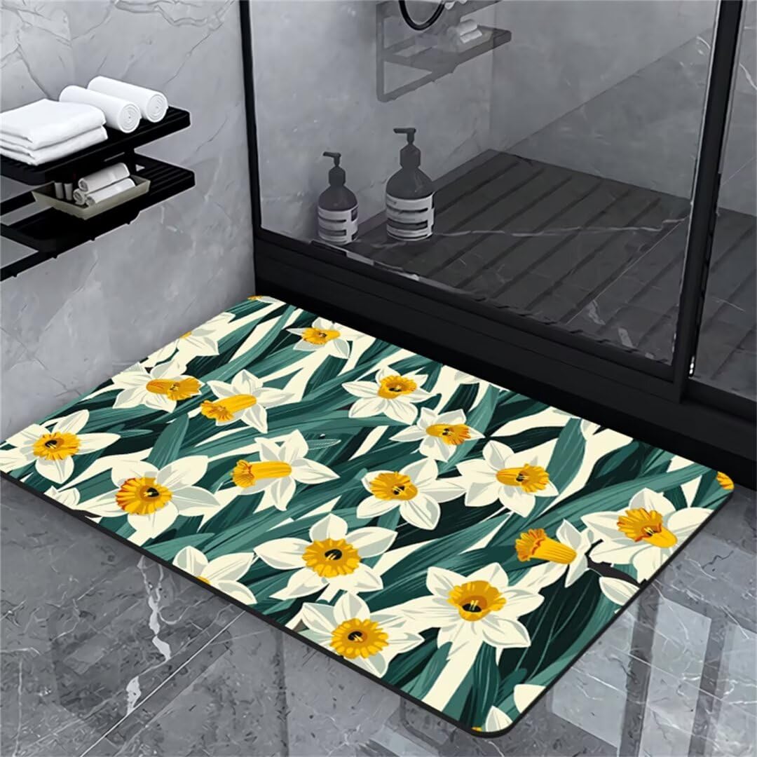 Badezimmerteppich Badteppich Groß 80x150cm Absorbierender Schnelltrocknend Badvorleger Badematten SaugfäHig Waschbar Badematte Teal Bath Bathroom Mat, Teppich Badezimmer Matte Bad Teppich Gross A154