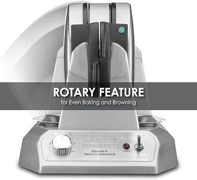 Waring Classic Waffle Maker with Rotary Feature & 60 Waffles Per Hour | 60 Waffles Per Hour, Vertical Design, Rotary Feature for Even Baking, Triple-Coated Nonstick Plates, NSF Certified