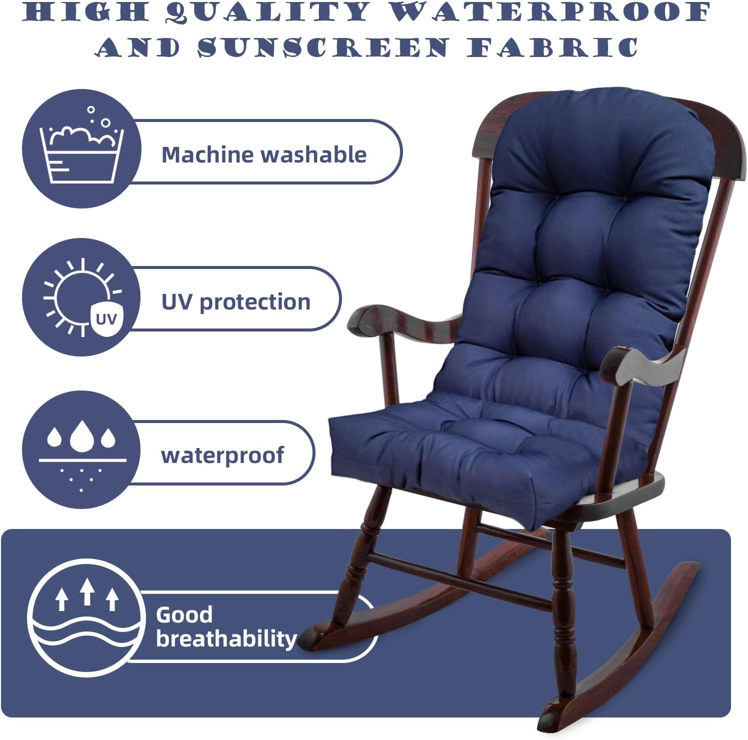 Outdoor Adirondack Chair Cushion Waterproof 43"*20" Weather Resistant Patio Chair Seat Cushion for Folding Lounger Tufted High Back Rocking Chair Pads,Pink Flower