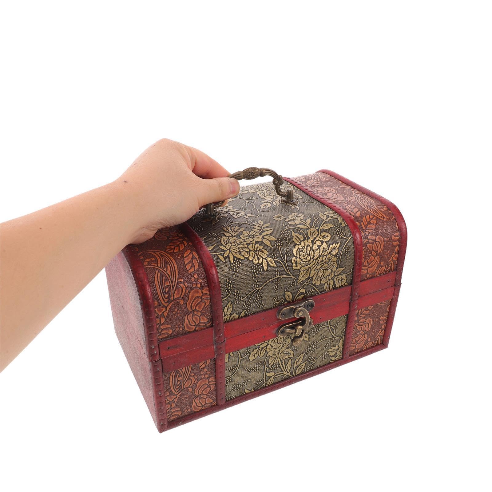Sewroro Joyero de Madera Retro con Cerradura, Elegante para Dormitorio