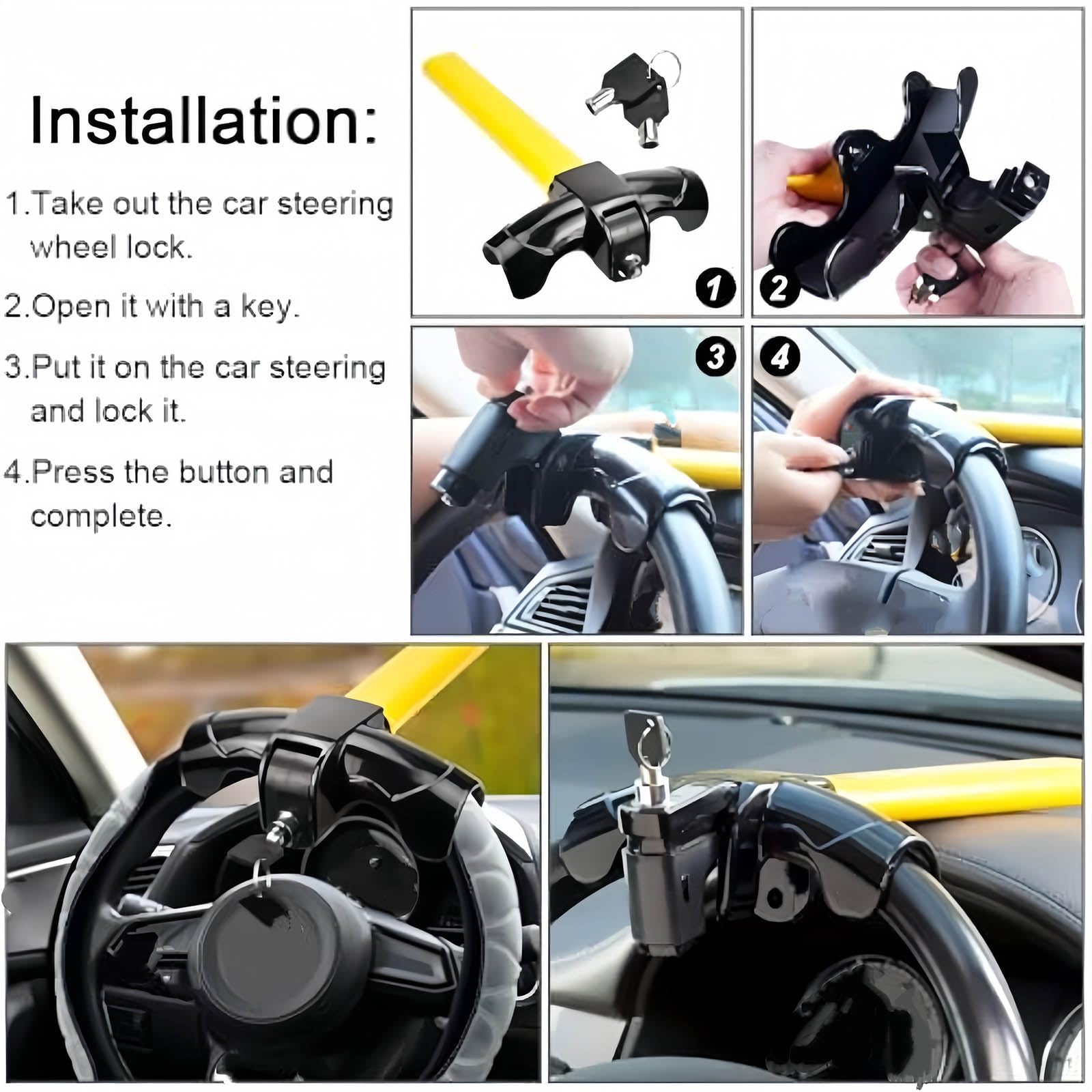 Serrure de Volant pour MG ES5 2025-, Serrure de Volant Dispositif de Blocage Canne Antivol Voiture Accessoires