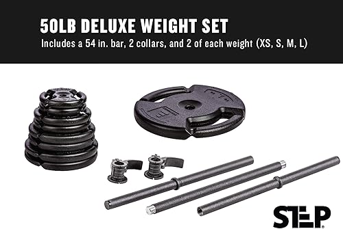 Vista 11 de The Step Fitness Adjustable Dumbbell Set or Barbell Weight Set, 35-60 lbs, with Collars, and Weights