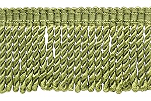 3 Inch Long Celadon Green Bullion Fringe Trim with Decorative Gimp Design