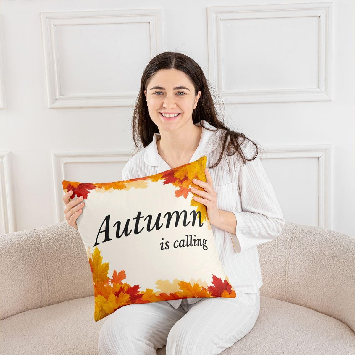 Feelyou Fall Pillow Cases Cushion Covers Fall Maple Leaf Throw Pillow Covers 24"x24" Set of 2 Soft for Kids Fall Leaf Print Decorative Throw Pillowcases Autumn Decorations Red Cushion Cases