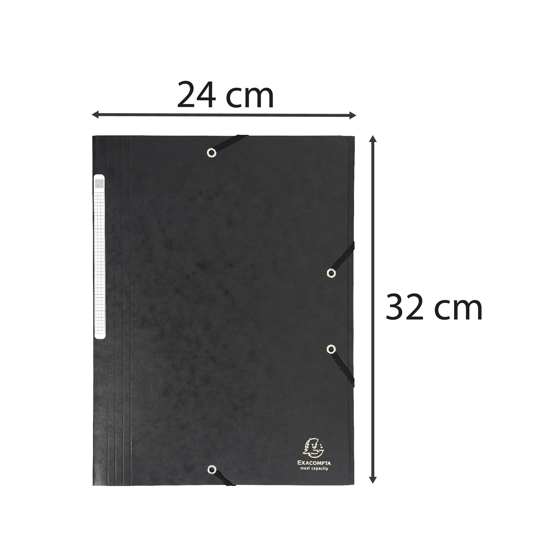 Exacompta 17116H 25er Pack Premium Einschlagmappe. Aus extra starkem Colorspan-Karton DIN A4 mit 2 Gummizügen und 3 Klappen schwarz Sammelmappe Dokumentenmappe ideal für Büro und Schule