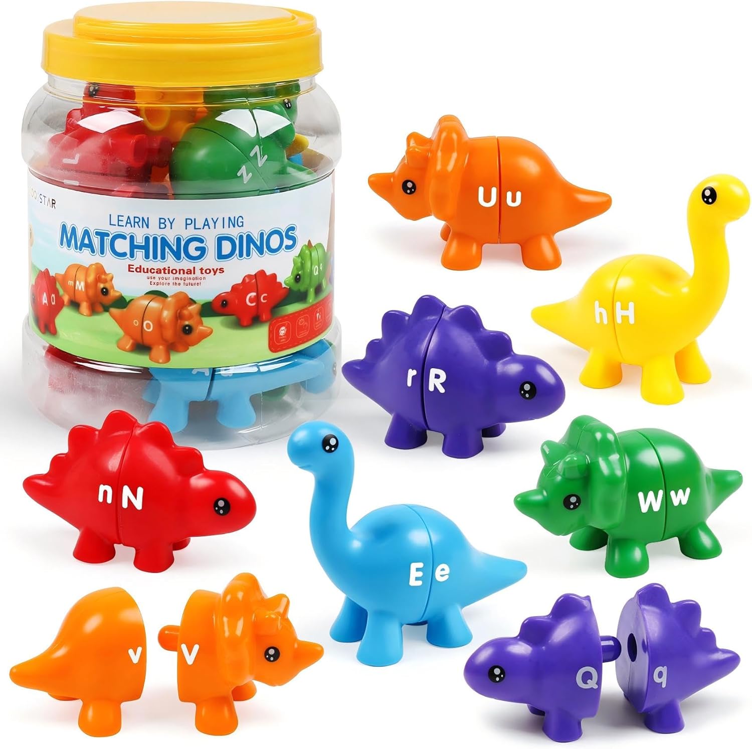 TSYAN Dinosaur Alphabet Matching Toys - 26 PCS ABC Uppercase Lowercase Letters Fine Motor Game for Toddlers