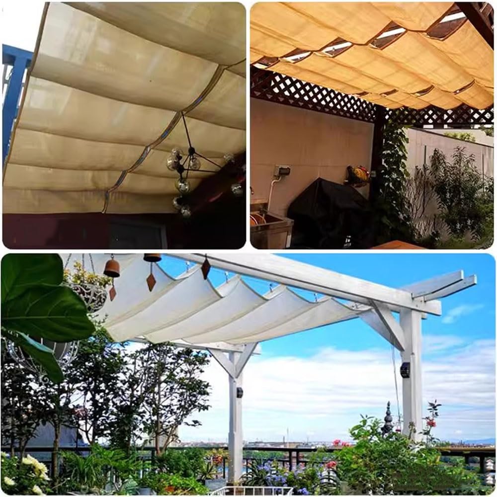 WIGING Einziehbares Wellen- Sonnensegel, HDPE Pergola Schattenabdeckung Mit Montagesatz, UV- Und Sonnenschutz Markise Für Den Außenbereich Veranda Terrasse Gartendekoration