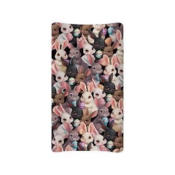 Black Rabbit Boy Girl Baby Changing Pad Cover Easter Infant Newborn Changing Table Cover Diaper Table Change Mat Sheet Cover Green