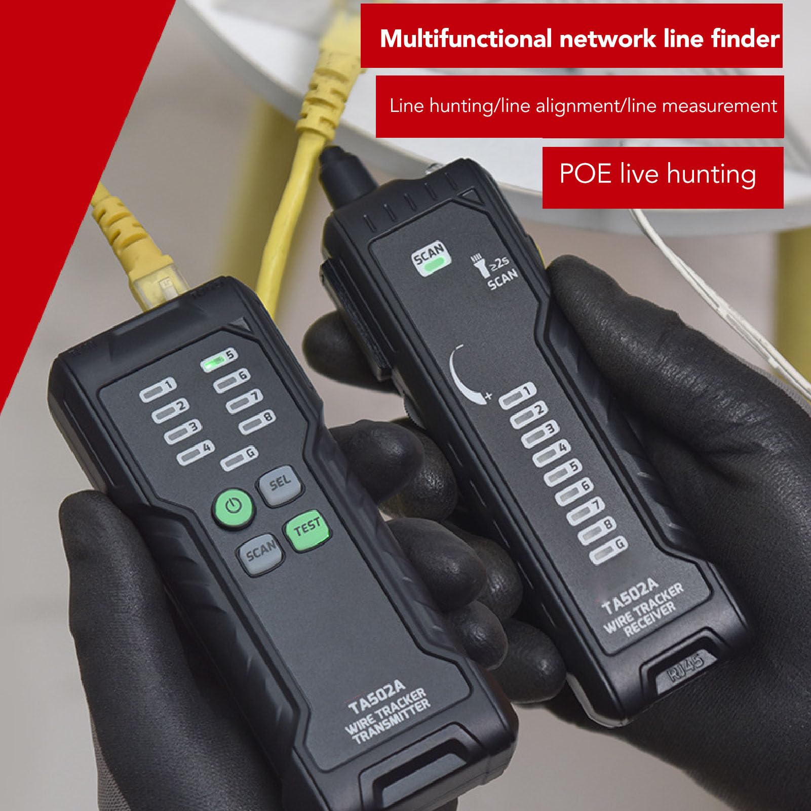Rj45 Tester Network Cable Tester For CAT5e/CAT6/CAT6a - POE Detector ...
