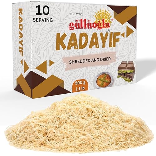 Miniatura 9 de Gulluoglu Kataifi seco y rallado - 17.64 oz (1.1 libras) Kadayif masa de fillo picada, Philo rallado, masa de pastelería Kadayif, Knafeh, Kunafa,