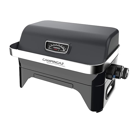 Campingaz ® - Barbacoa A Gas Attitude 2Go Campingaz Negra En Oferta Campingaz Barbacoa De Gas Attitude2Go R, Barbacoa De Mesa Con Poco Humo, Barbacoa De Balcón Portátil, Barbacoa De Camping, Con Tapa, Termómetro Y Parrilla De Hierro Fundido