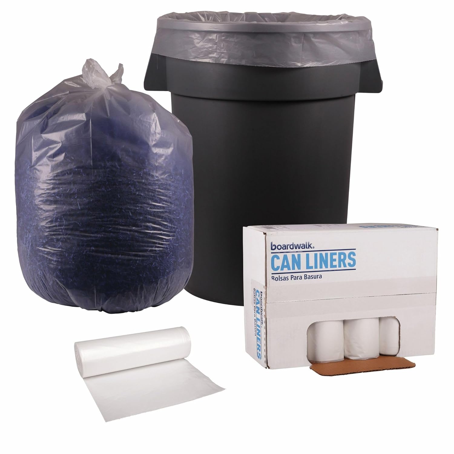 Boardwalk BWK537 Super Extra-Heavy Repro Can Liner, 38" x 58", 1.4 Mil, 60gal, Clear, 10 Bags per Roll (Case of 10 Rolls)