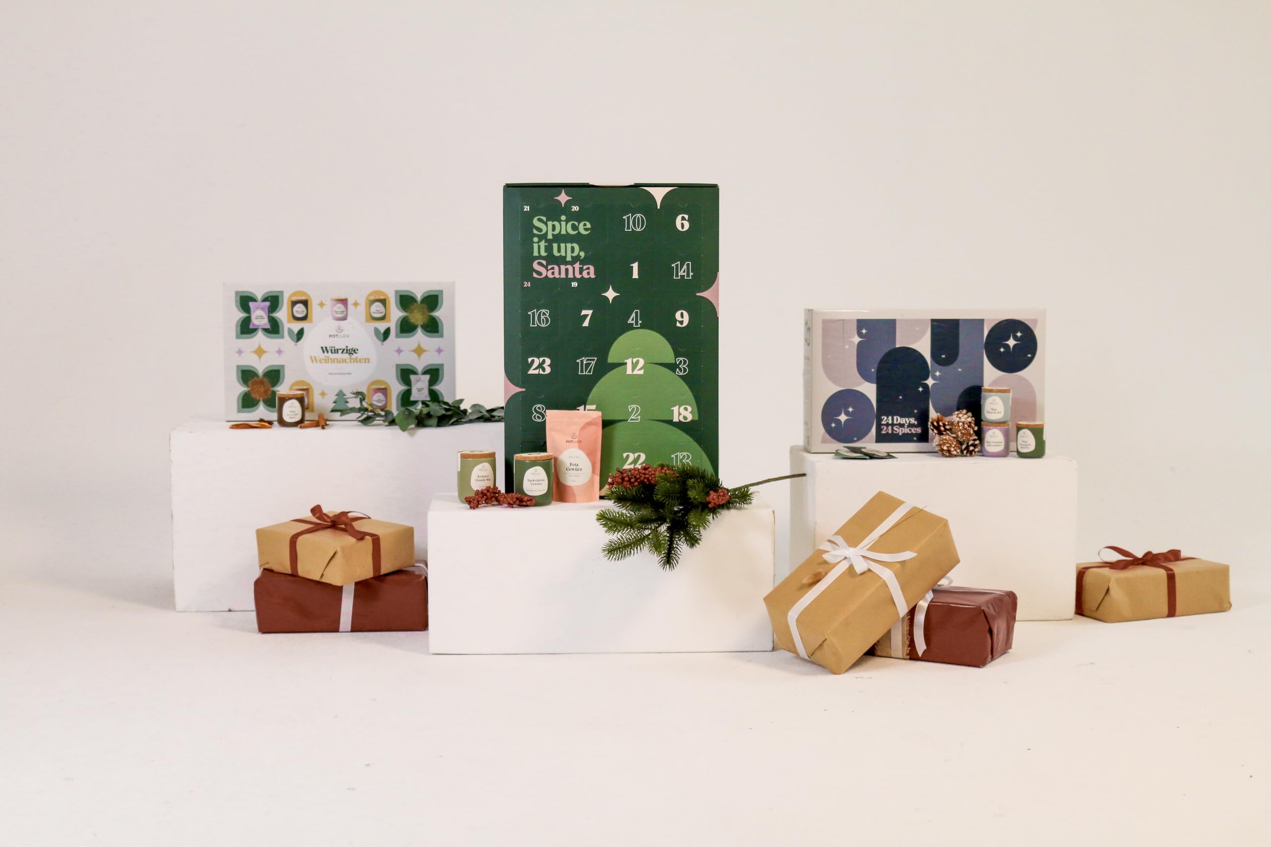 Potluck | Mini Adventskalender 2025 | Tannenzauber | Gewürzkalender mit 24 abwechslungsreichen Gewürzmischungen zum Probieren | Geschenkidee für Advents- & Weihnachtszeit