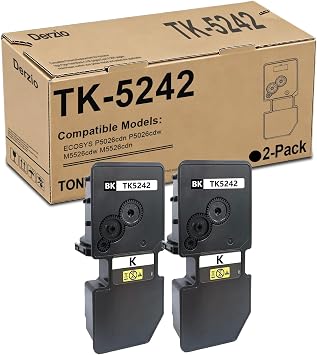 TK5242 TK-5242k Black Toner Cartridge Compatible for Kyocera TK-5242K 1T02R70US0 for ECOSYS M5526cdw P5026cdn P5026cdw M5526cdn Printer2 Pack,Black