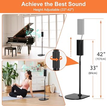 Adjustable Stand for Bose Speaker Stands with Slideconnect Bracket, for UB-20, UB-20 II, WB-50 II, UFS-20 II, UTS-20 II, CM520, CineMate II, GS II, Speaker Floor Stands, Pack of 2
