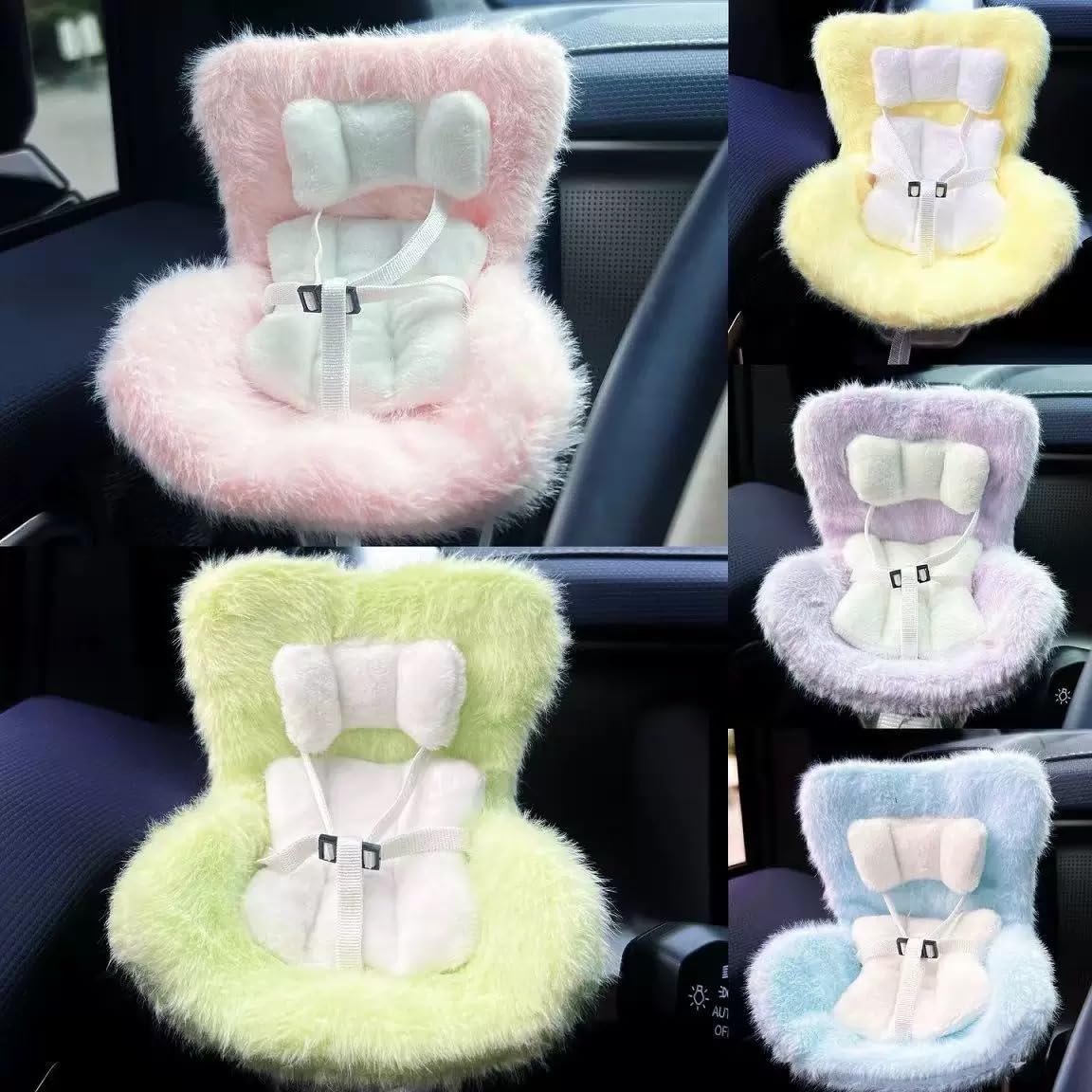 Dolls Car Seat, Cute Car Decoration for 10-17cm Dolls, with Breathable Clips & Refreshing Scent Tablets, it is a Safe and Solid car Companion (Yellow)