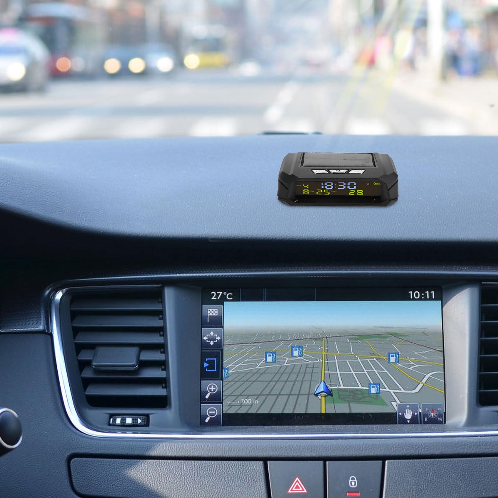 Reloj de Salpicadero para Coche con Energía Solar y Pantalla Digital