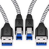 Besgoods 6Ft USB 3.0 Cable, 2Pack - USB A Male to Type B Superspeed Braided Cord for Printer, Docking Station, Scanner - White