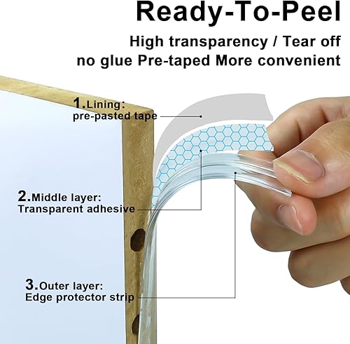 Miniatura 2 de A prueba de bebés, tira protectora de borde transparente de 0.4 pulgadas x 32.8 pies y mesas de seguridad para niños, protectores de esquina suaves