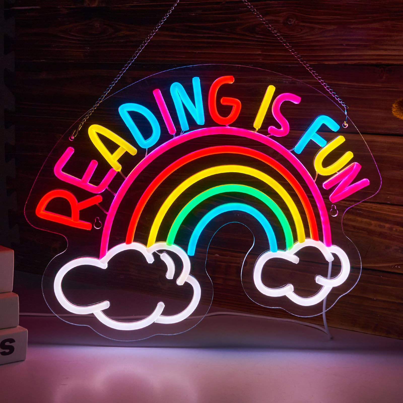 Néon LED Reading Is Fun décoration murale avec prise intelligente et USB