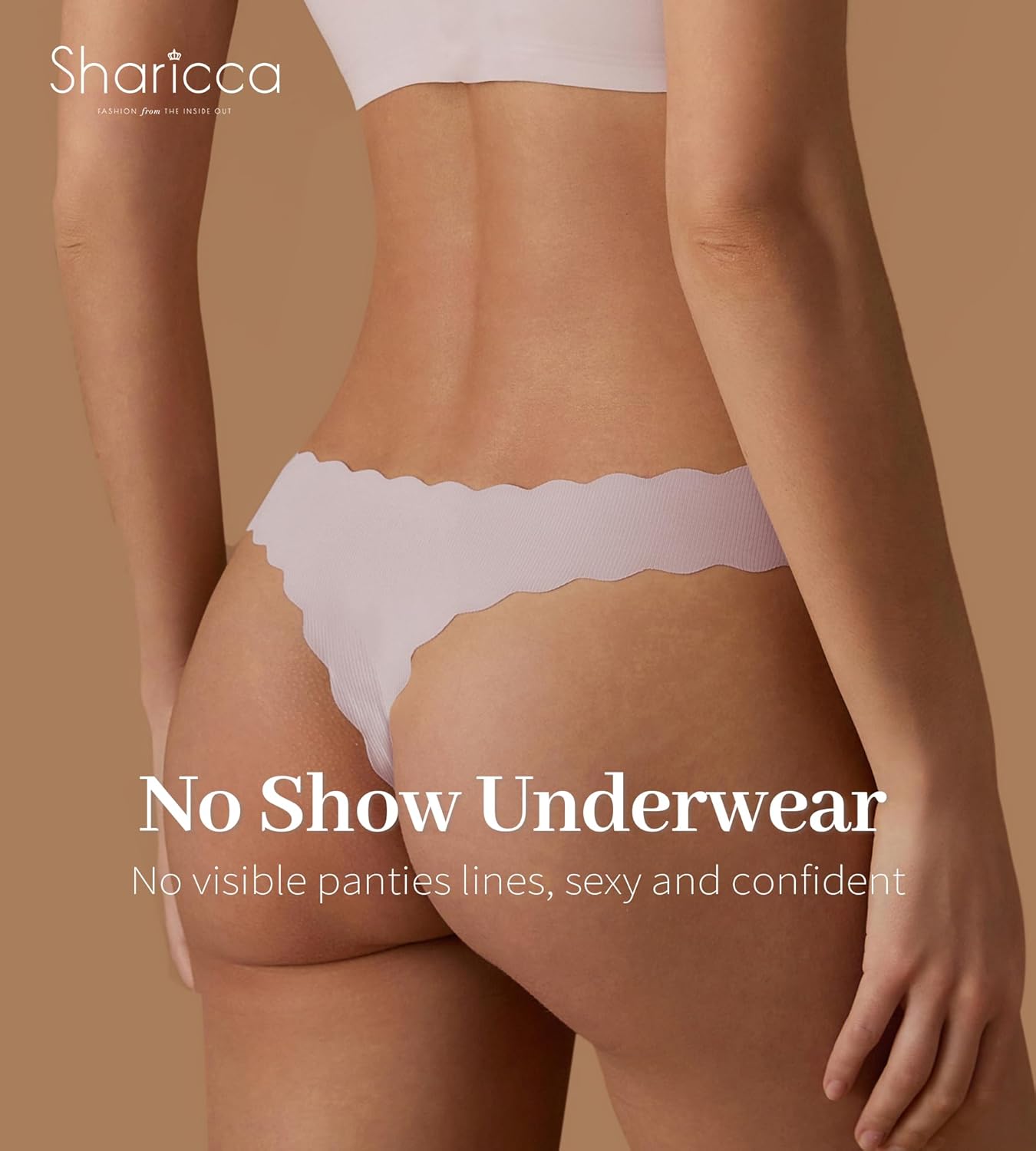 SHARICCA Womens Seamless Thongs No Show Underwear Soft Ribbed Invisible Panties Wave Edge Multi Pack - Image 4