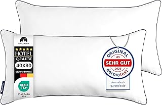 Gentle North Hochwertige Kopfkissen 40x80 cm groß in Hotelqualität - 2er Set Flauschige, gut gefüllte Schlafkissen für Allergiker geeignet (Ökotex 100 Zertifiziert) - 60° Waschbar