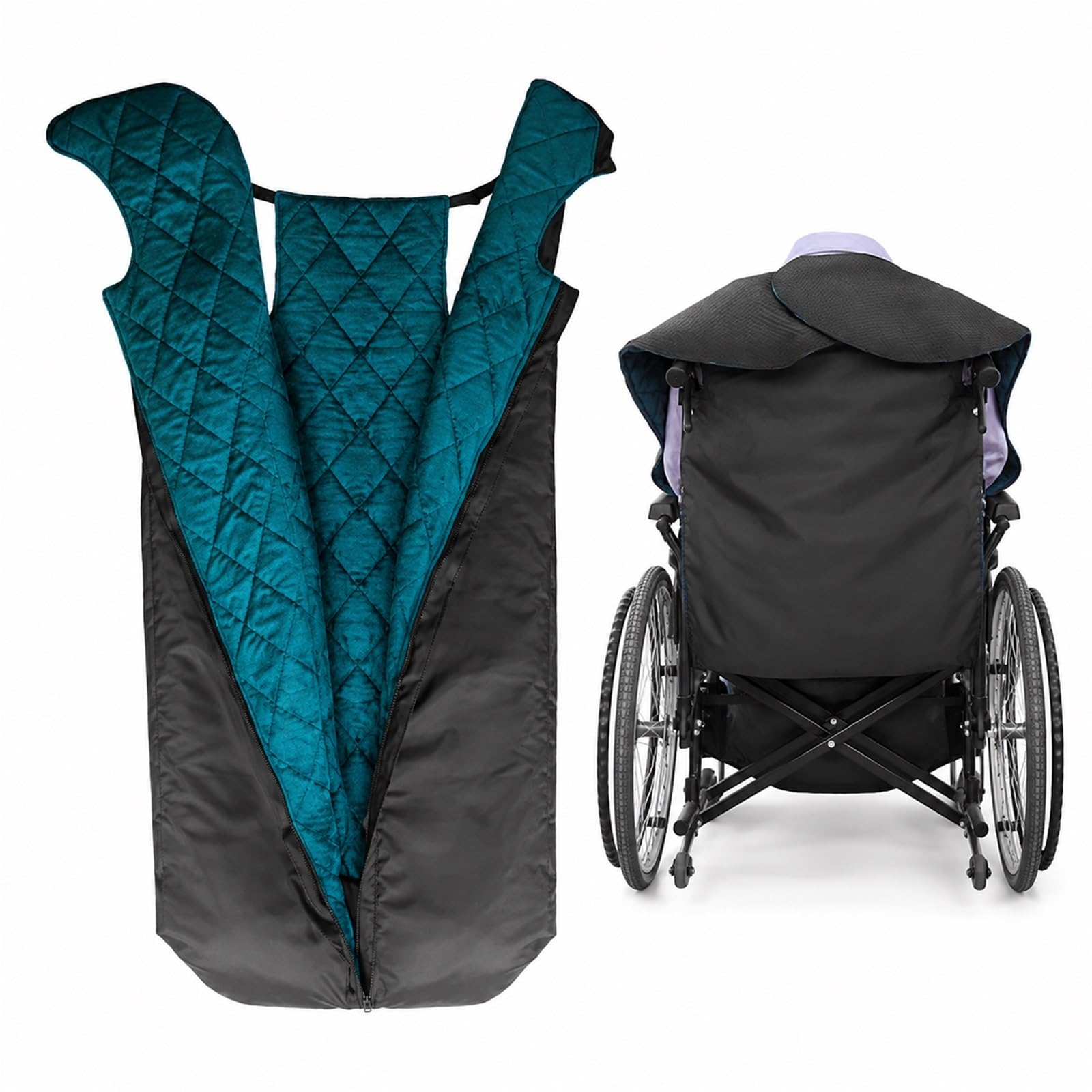 MIRCTRI Wheelchair Blanket Leg Cover Fleece Lined Thickened Cosy Toes Waterproof Windproof Outdoor Warmth for Seniors Elderly Disabled Patients Adults Mobility Aids(HALF body style)