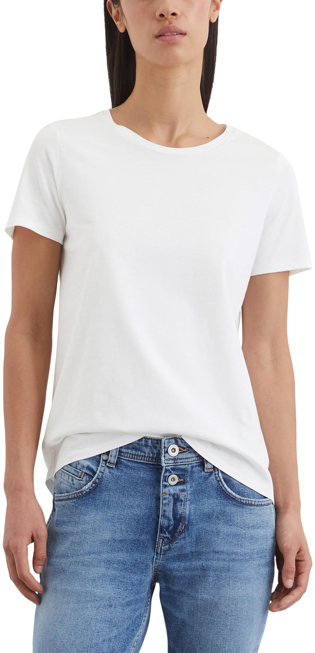 Marc O'Polo T-Shirt Damen Gr. M Weiß – T-Shirt, short sleeve, round neck