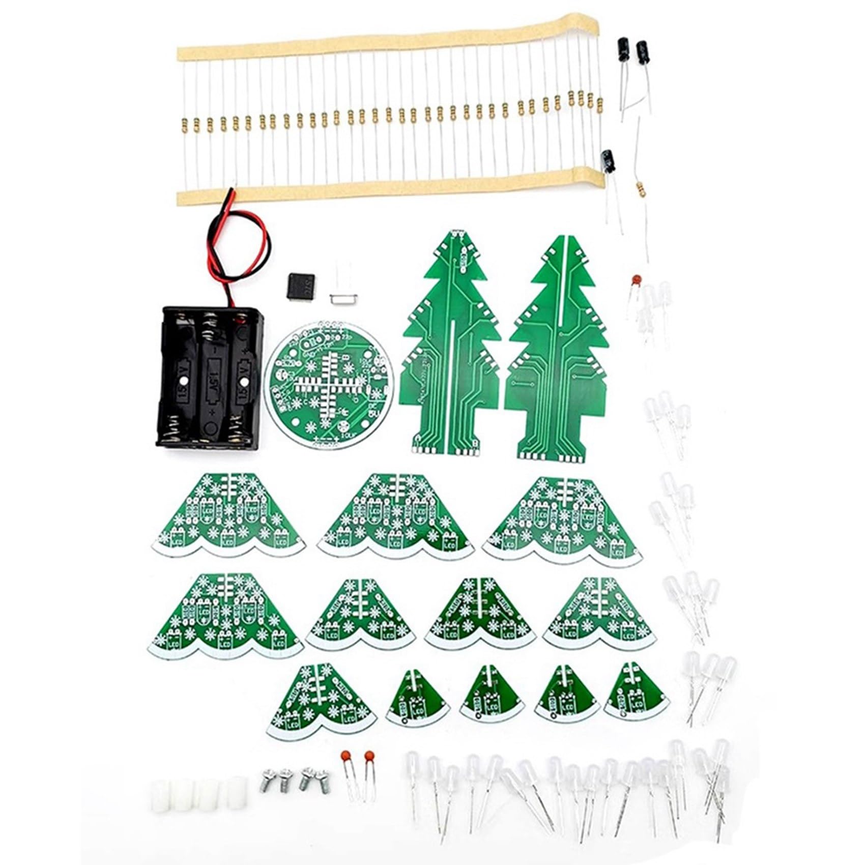Muqeu Red/Green/Yellow 3D Stereo Christmas Tree Led Diy Kit Led Flash Circuit Kit For Electronics Soldering Practice Learning