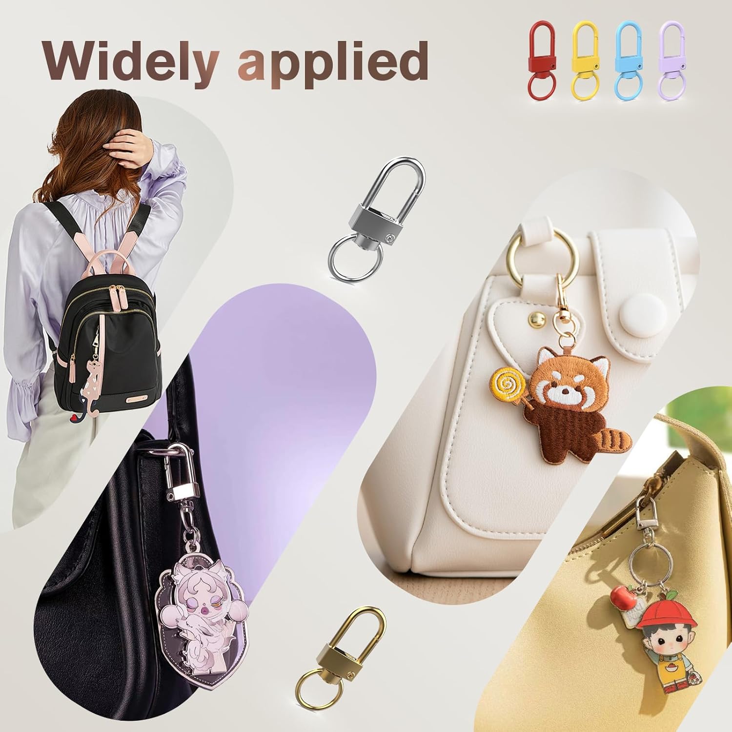 100Pcs Metal Lobster Claw Clasps 360° Colorful Swivel Lanyards Keychain Trigger Snap Hooks Strap with Key Rings Keychain Clips Connector for Jewelry Making Bag Charms DIY Accessories (Macaron Color) - Image 7