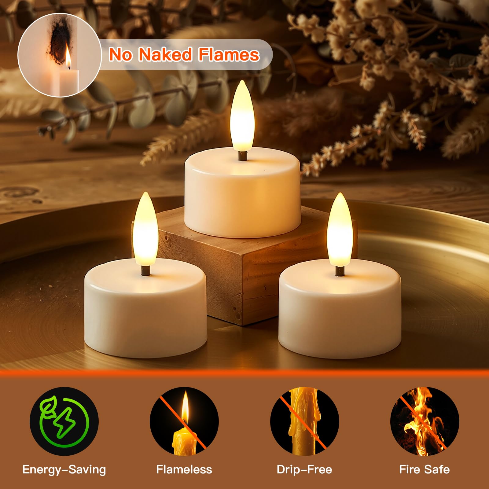 Ketom LED Teelichter mit Timer, Elektrische Teelichter Aufladbar, 6 Stück | Flammenlose LED Teelichter mit Fernbedienung und Ladestation, Dimmbar, Timer, Warmweiß, für Party Home Halloween Decoration
