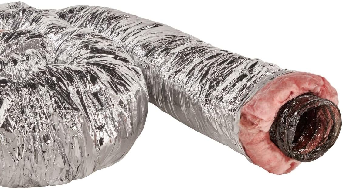 GAF Master Flow 6" X 25" Insulated Flexible Duct with R8 Insulation and Thermal Efficiency| Meets The UL181 Standard, The Duct ensures high Safety & Quality Standards, with a Heavy Duty Silver Jacket 6 Inch X 25 Feet