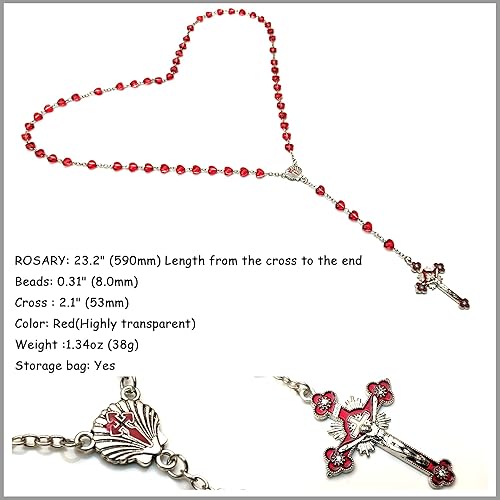 Miniatura 4 de Rosario Cuentas Chaplet en forma de corazón Cristal Artificial Rosery Cruz Regalos católicos
