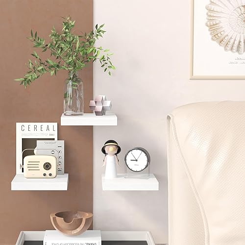 Miniatura 6 de Fixwal Estantes flotantes de 8 pulgadas para pared, pequeños estantes blancos para montar en la pared para baño, sala de estar, dormitorio,
