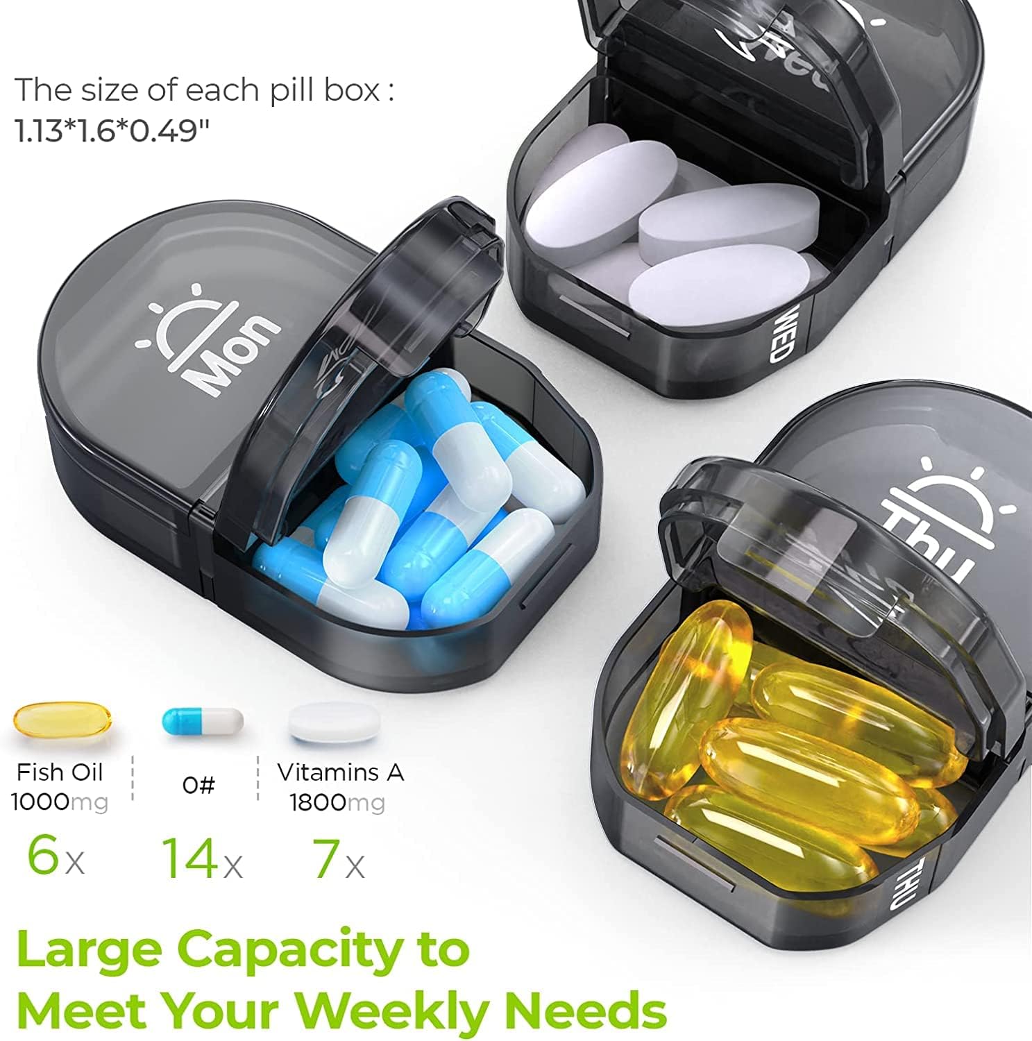 AUVON Canvas Bag Pill Boxes 7 Day 2 Times a Day - Image 4