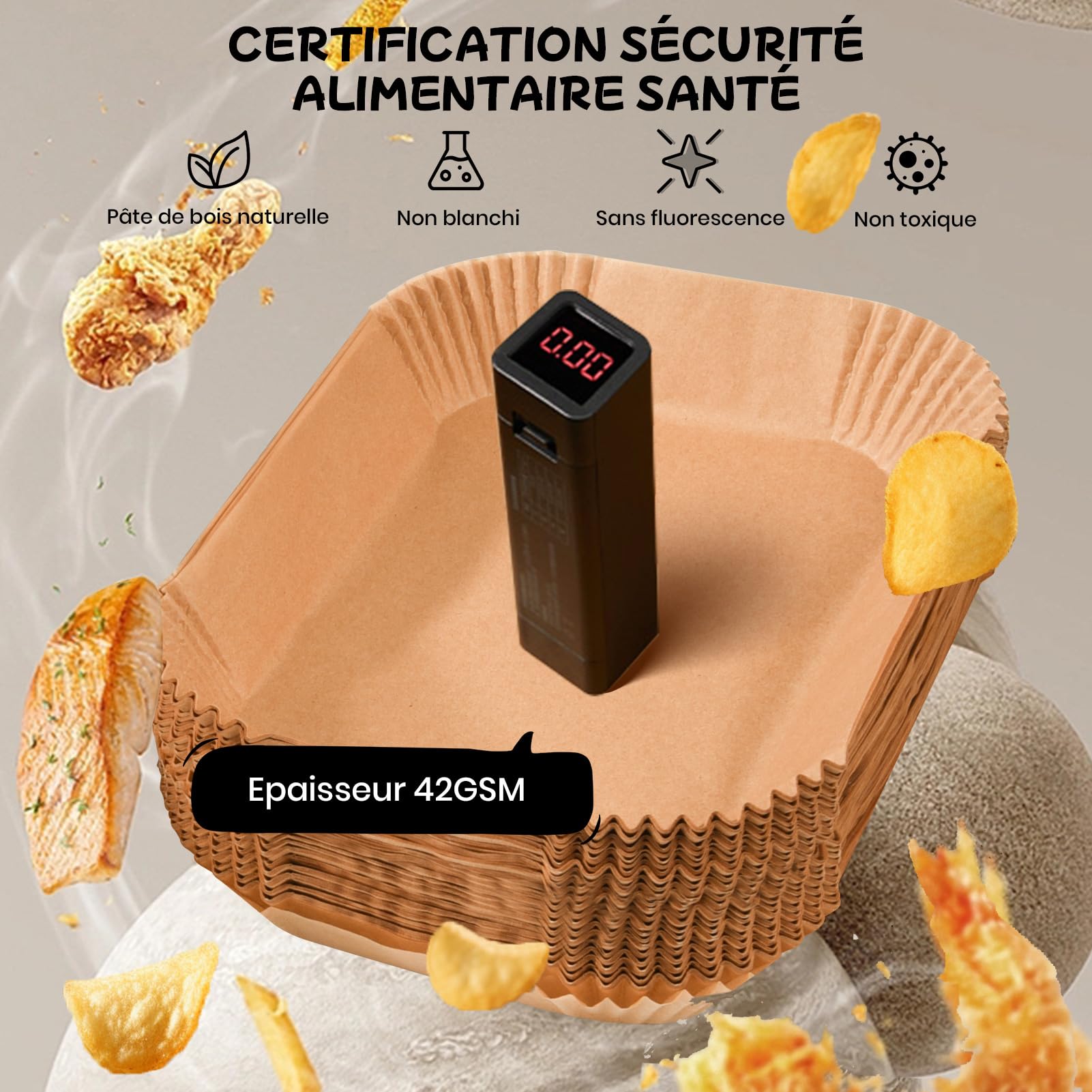 Papier kuchenny do Ninja Air Fryer, 300 sztuk, 20,5 x 14 cm, prostokątne, wkładki frytkownicy bezolejowej, akcesoria do podwójnego stosu Frytkownica powietrzna