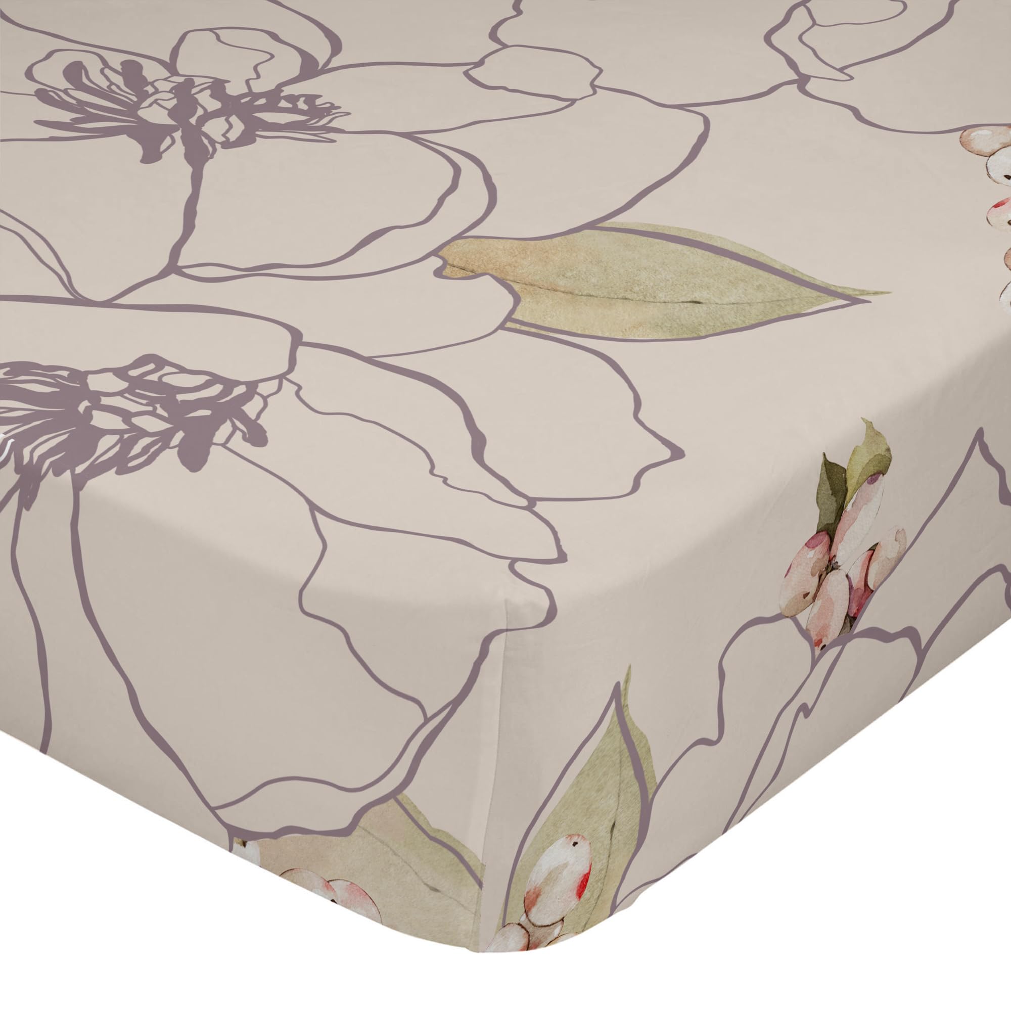 Drap housse pivoines blanches 105x200x32 cm AlexandreHouse Cama 105