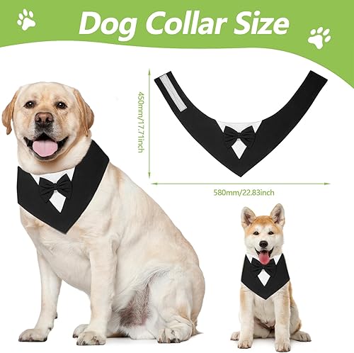 Miniatura 3 de YASUOA Esmoquin formal para perro, esmoquin ajustable blanco y negro para perro con corbata de lazo negro para perro mediano y grande, elegante