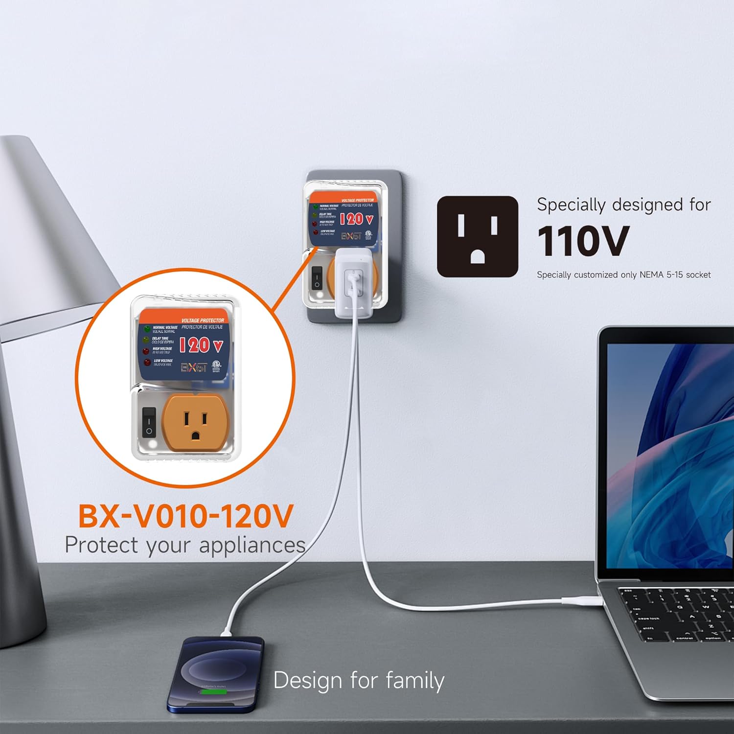 [ETL Listed] BXST Single Outlet Surge Protector for Refrigerators Voltage Protector for Home Appliance Delay Protection Electronic Surge Protector for Fridge TV Air Conditioners 120V 15A 1800Watts - Image 3