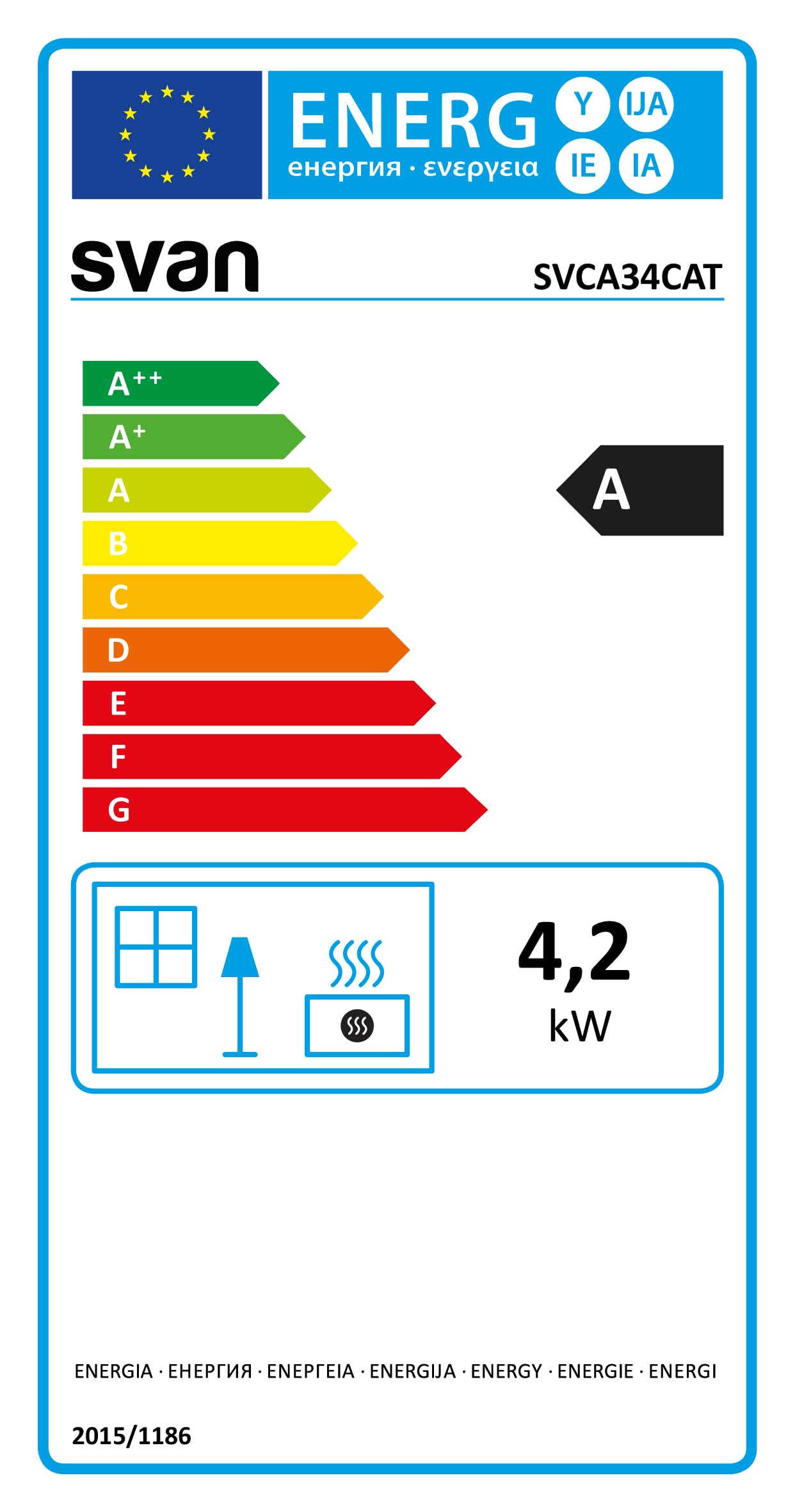 Svan Estufa Catalítica de Gas 4200 W Negro. SVCA34CAT, Calefacción por plato cerámico, Sensor antivuelco, Apto para Butano/Propano/LPG